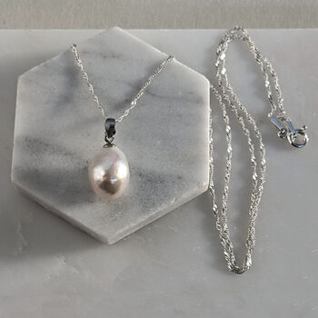 Baroque Pearl Pendant On Sterling Silver Chain, 7 of 8