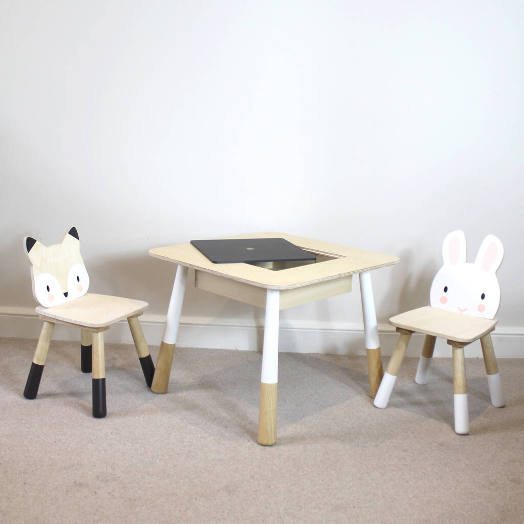 Childs Wooden Table And Chairs Bunny And Fox, 1 of 3