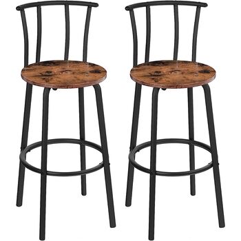 Set Of Two Bar Stools Chairs Kitchen Seats Footrest, 5 of 9