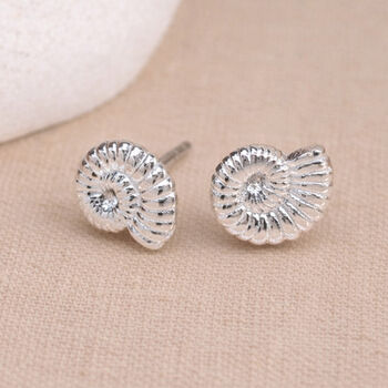 Sterling Silver Ammonite Fossil Stud Earrings – 6mm, 3 of 11