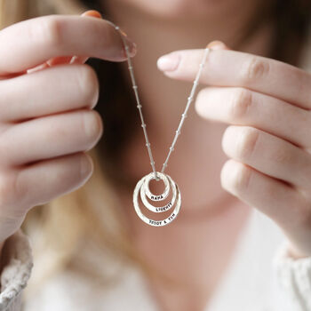 Personalised Sterling Silver Hammered Halo Necklace, 2 of 11