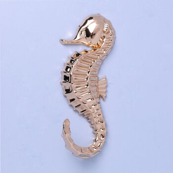 G Decor Set Of Two Solid Brass Seahorse Wall Coat Hooks, 5 of 5