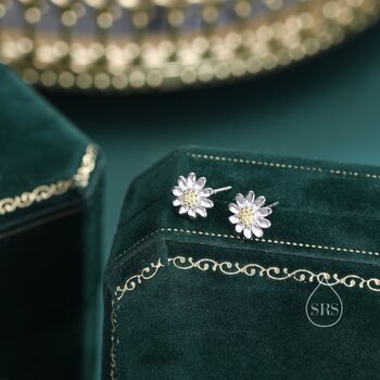 Sweet Daisy Flower Stud Earrings In Sterling Silver, 3 of 12