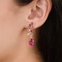 Pink Gemstone Drop Earrings In Sterling Silver And Gold, thumbnail 2 of 8