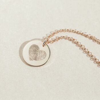 Personalised Round Fingerprint Heart Necklace, 3 of 7