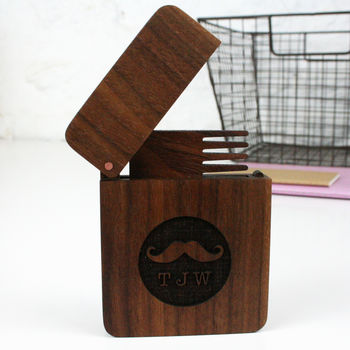 Solid Walnut And Copper Beard Moustache Comb And Box, 5 of 8