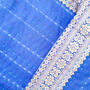 Sari Cushion Cover, Blue Silk, 46cm Handmade, thumbnail 2 of 6