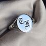 Letter Engraved Signet With Birthstone Band, thumbnail 4 of 4