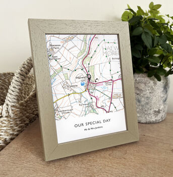 Favourite UK Map Personalised Taupe Framed Print, 4 of 9