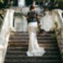 Black Macrame Lace Top Long Sleeved Wedding Dress Topper, thumbnail 8 of 10