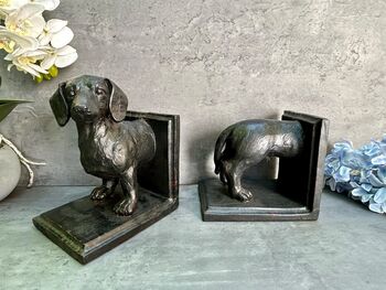 29cm Black Dachshund Bookends Sausage Dog Gift 3kg Pair, 2 of 8