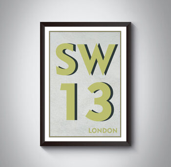 Sw13 Barnes, London Postcode Typography Print, 8 of 10