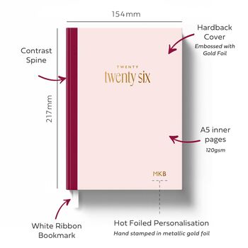 2026 Week To View A5 Personalised Diary With Gold Foil, 6 of 10