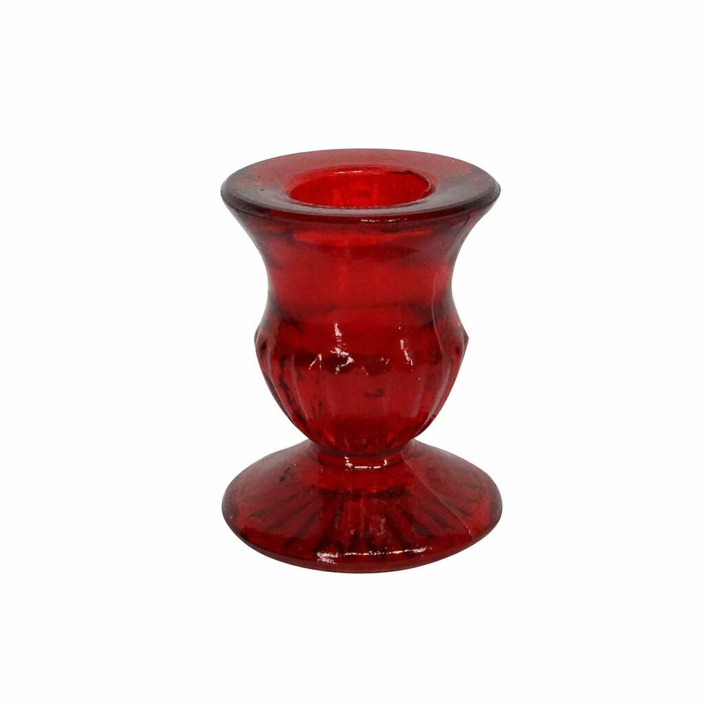 Red Glass Candle Stick Holder By The Christmas Home 