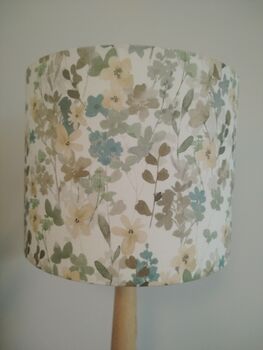 Watercolour Floral Lampshade Blues Yellows Handmade Fabric Drum Lamp Shade Table Floor Or Ceiling Pendant, 4 of 10