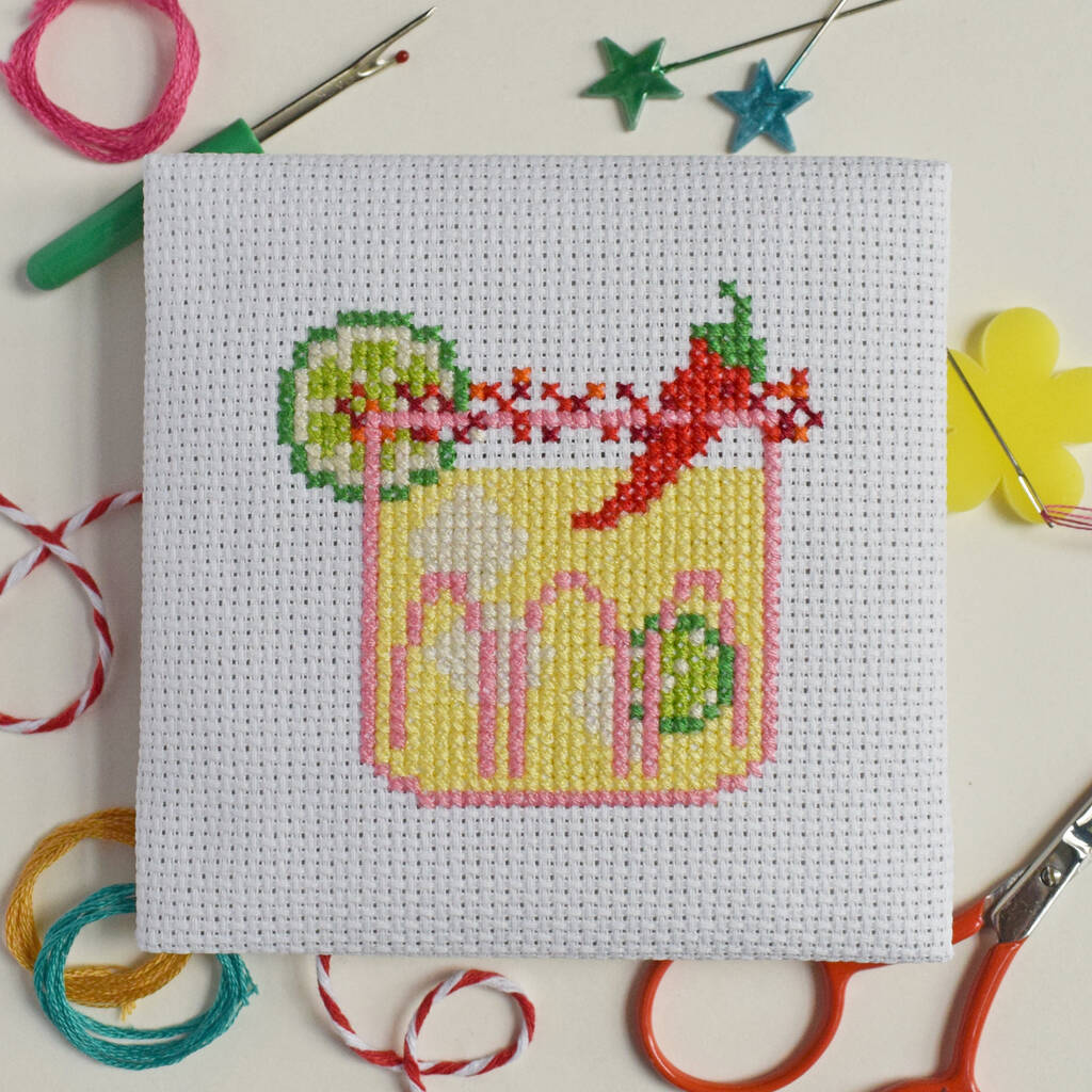 'Spicy Margarita' Mini Cross Stitch Kit, 1 of 2