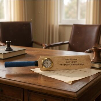Personalised Mini Cricket Bat With Clock, 4 of 12