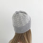 Grey Lambswool Knitted Beanie Hat, thumbnail 2 of 9