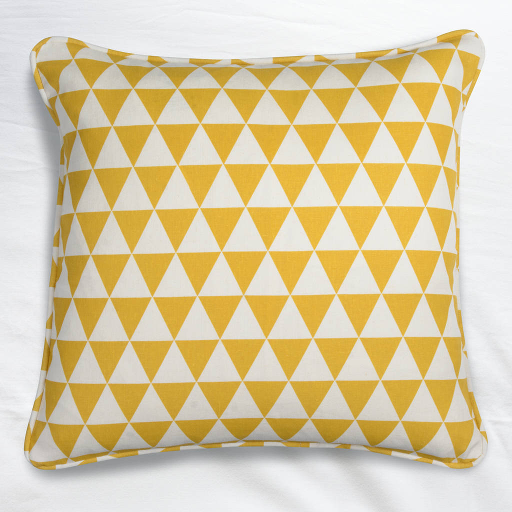Geometric Yellow Triangle Cushion By I Love Retro
