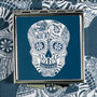 Blue White Illustrated Skull Mirror And Lens Cloth Set, thumbnail 1 of 7
