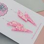 Large Pink Iridescent Lightning Bolt Earrings, thumbnail 2 of 9