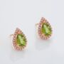 Peridot 18k Rose Gold Plated Pear Drop Stud Earrings, thumbnail 3 of 4