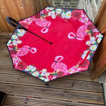 Pink Flamingo Upside Down Umbrella, 2 of 2