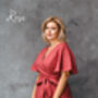 Long Bohemian Wrap Linen Dress With Frill Details, thumbnail 7 of 12