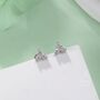 Internally Threaded Cz Trio Flat Back Earrings In Sterling Silver, thumbnail 2 of 7
