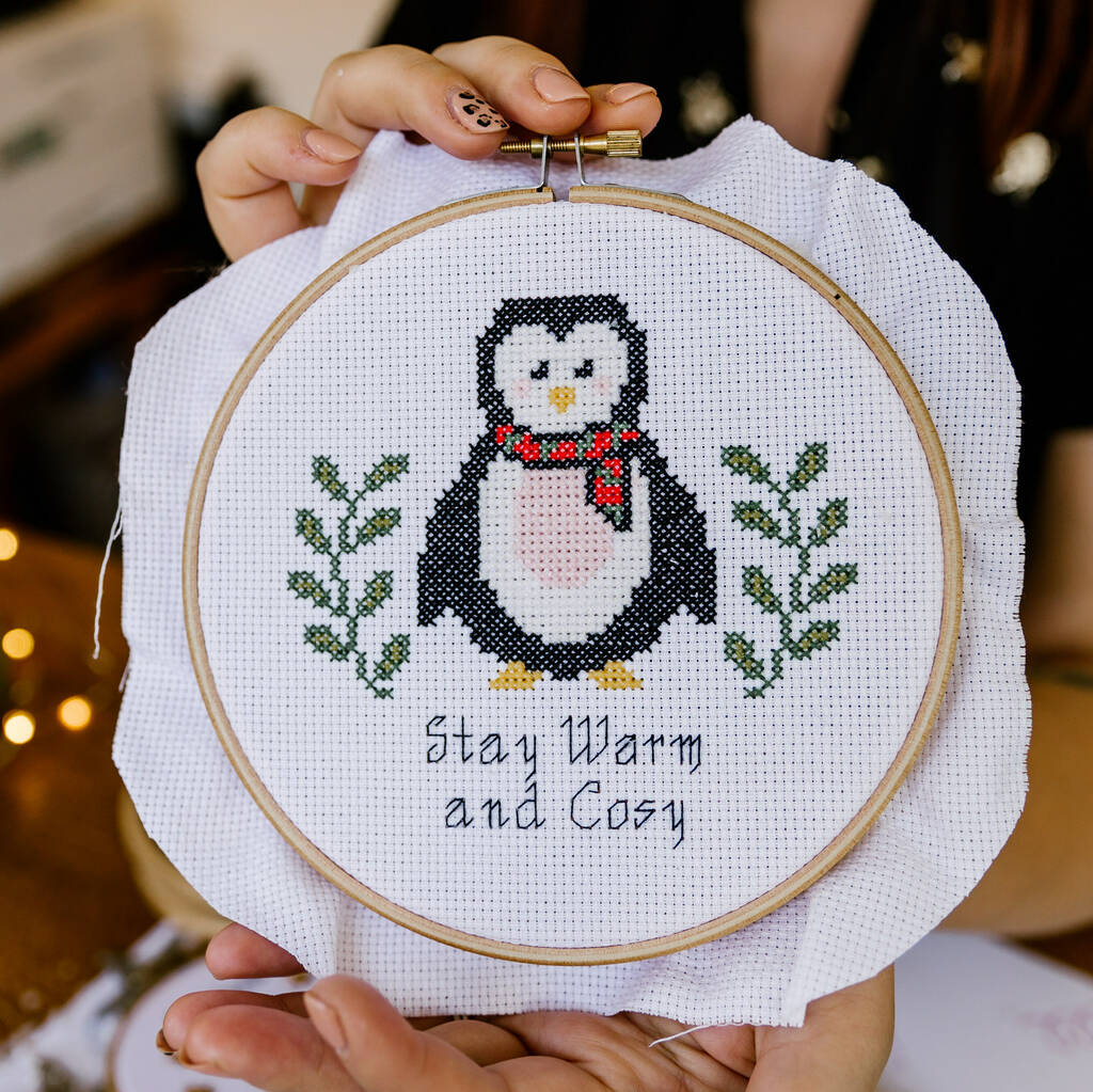 Penguin Christmas Cross Stitch Kit, 1 of 7