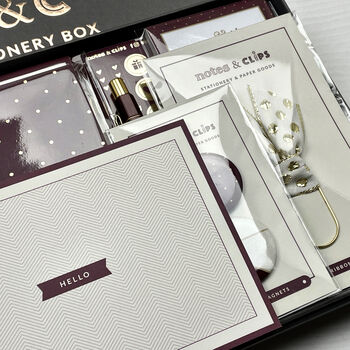 Cream And Burgundy Stationery Box, 5 of 12
