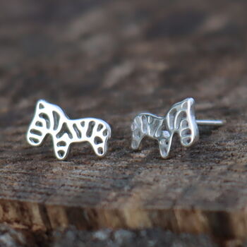 Silver Zebra Stud Earrings Animal Lover Gift, 3 of 3