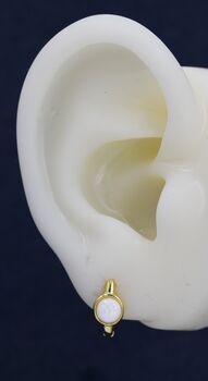 Sterling Silver White Opal Huggie Hoop Earrings, 6 of 11