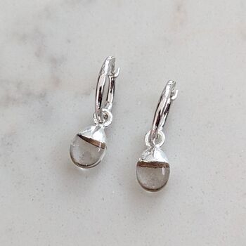 April Birthstone Earrings, Quartz/Herkimer, Silver, 2 of 8