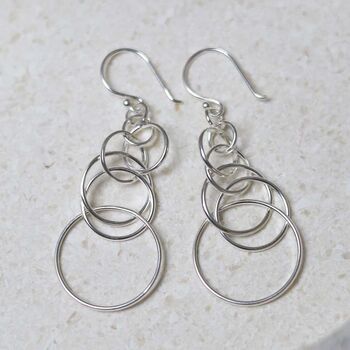Sterling Silver Wire Circle Drop Earrings, 5 of 11