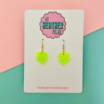 Monstera Leaf Glitter Earrings *More Colours Available*, 4 of 4