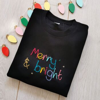 Merry And Bright Embroidered Christmas Sweater, 2 of 3