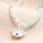 Blue Stone Beaded Evil Eye Pendant Necklace In Silver, thumbnail 2 of 3