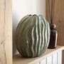 Narrow Wavy Ribbed Green Vase, thumbnail 1 of 4