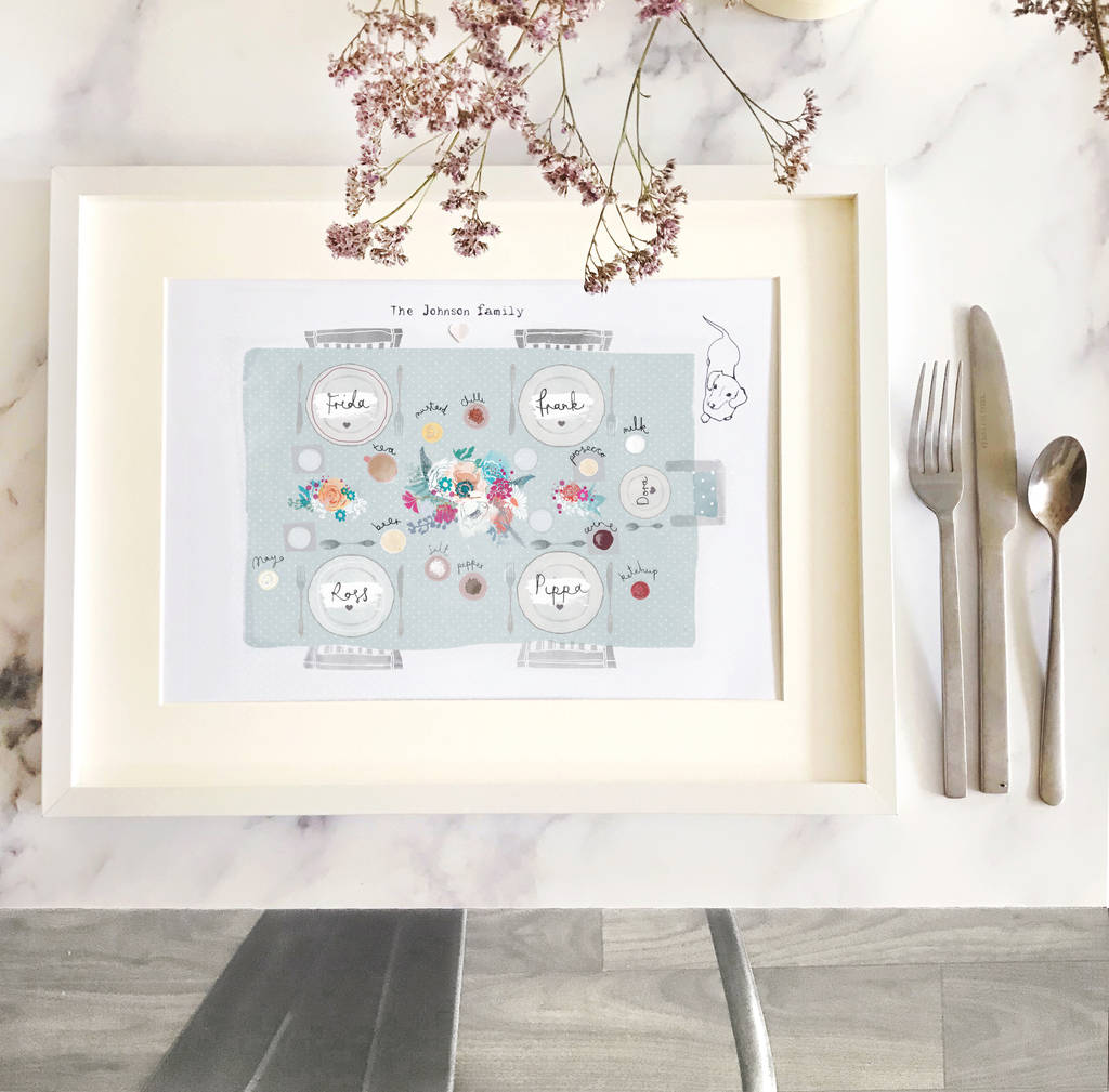 Personalised Family Dinner Table Illustration Print, 1 of 4