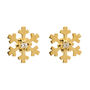 Dainty 9ct Yellow Gold Snowflake Stud Earrings Set With Cubic Zirconia – Perfect Christmas Gift, thumbnail 1 of 3