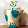 Hand Painted Cream And Turquoise Plant Pot, thumbnail 3 of 4