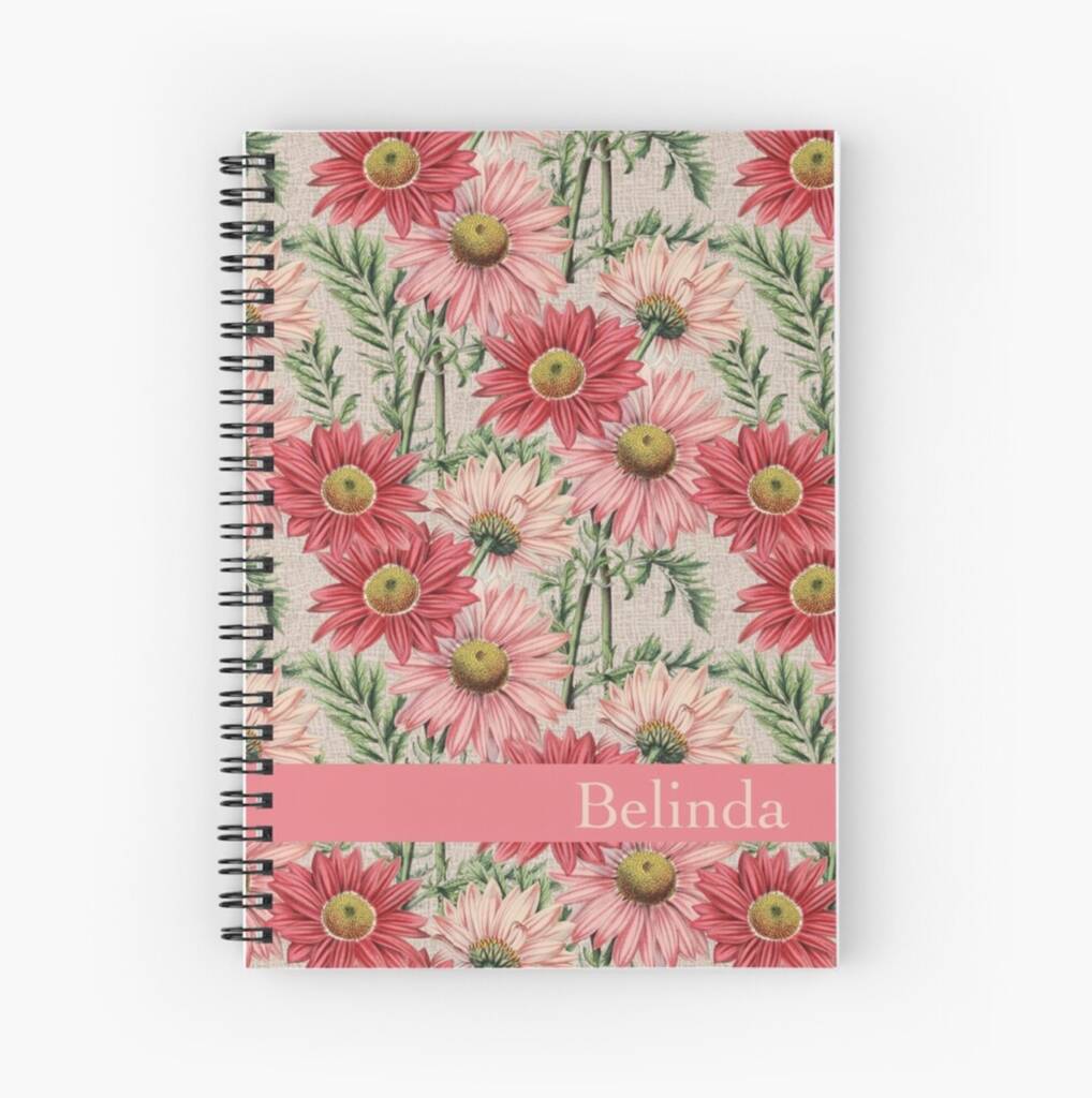 Personalised Pink Daisy Spiral Notebook, 1 of 2