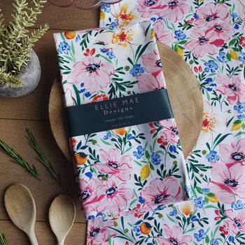 Painterly Blooms Tea Towel, 3 of 3