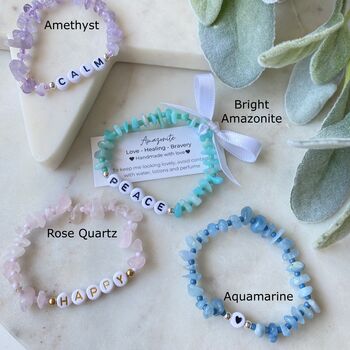 Colourful Crystal Gemstone Word Bracelet With Meaning, 6 of 6