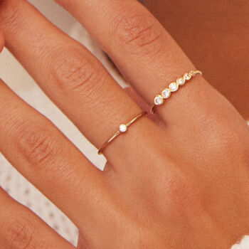 Small Single Diamond Style Ring In Gold Or Silver, 3 of 7