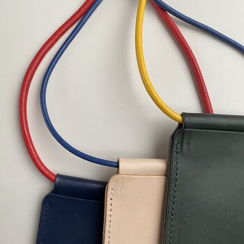Handmade Leather Phone Carrier With Coloured Strap, 6 of 12