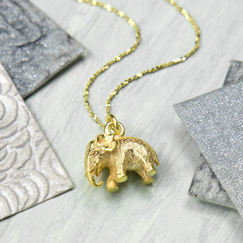Gold Plated Sterling Silver Elephant Necklace, 2 of 4
