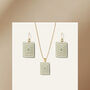 Matching Earrings And Necklace | Green And Cream | Rectangle Set, thumbnail 1 of 10