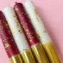 White, Gold And Red Glitter Christmas Candles 'Plum Puddings', thumbnail 2 of 5